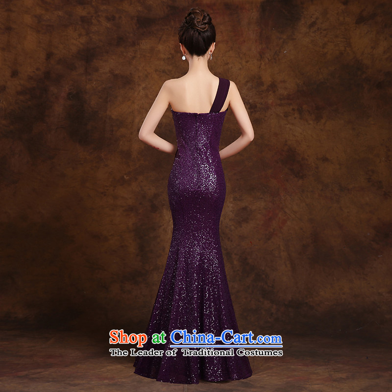 The first white into about 2015 autumn evening dress uniform light purple slice bows dress shoulder crowsfoot banquet dress purple tailored to contact customer service, white first into about shopping on the Internet has been pressed.