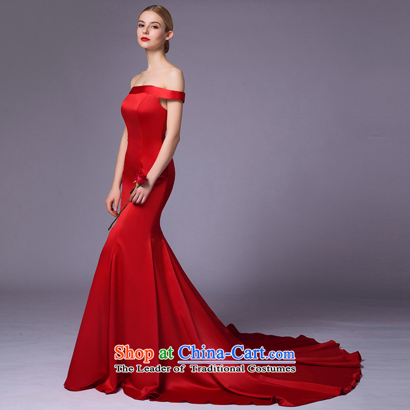 There is a red interpretation from 2015 new wedding dresses aristocratic dress marriages bows services 1 shoulder tail Red 8 code, set , , , shopping on the Internet