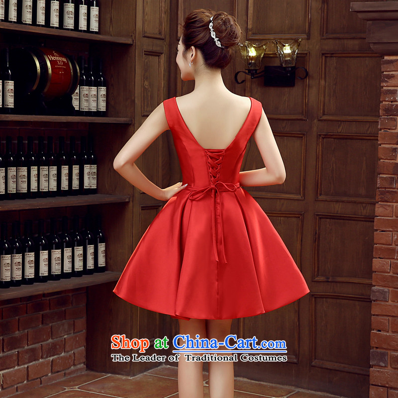 Syria banquet dress time 2015 New 2 short of Korean shoulder satin dress bridal dresses small marriage services for autumn and winter is a drink red car show night with genuine and red , L, Syria has been pressed time shopping on the Internet