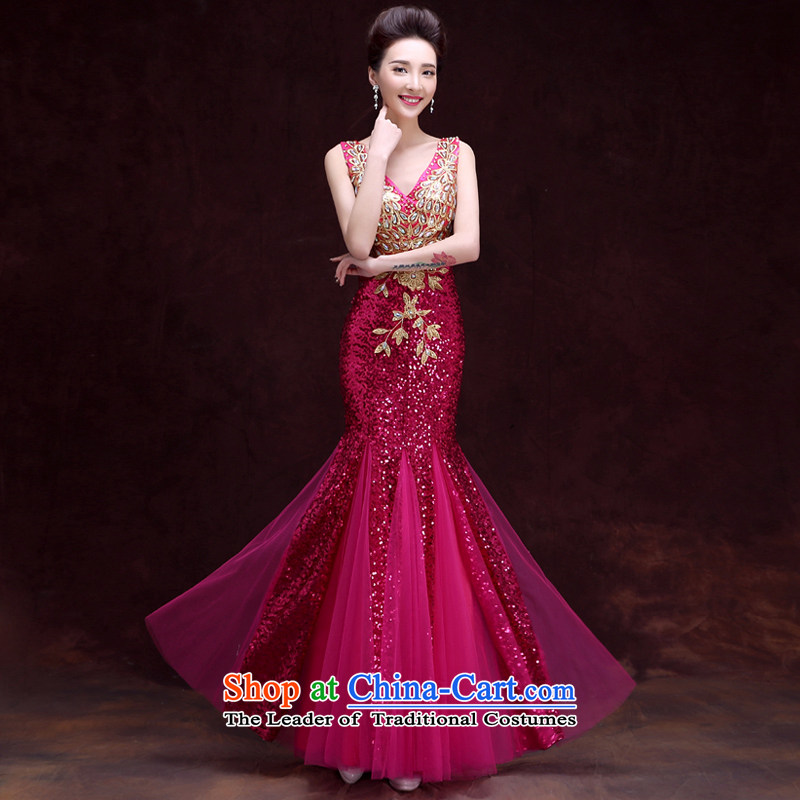 The privilege of serving-leung 2015 new bride bows services for Summer Wedding dress banquet evening dresses long bridesmaid to female long?2XL