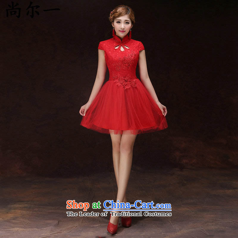 There is also optimized 8D 2015 new wedding dresses bridal dresses red packets transmitted dinner shoulder short-sleeved gown marriage xs6663 Sau San Red L