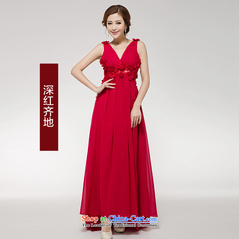 2015 new bride toasting champagne evening dress uniform long red dress marriage is exposed annual dresses female Red Tail , L Ho full Chamber , , , shopping on the Internet