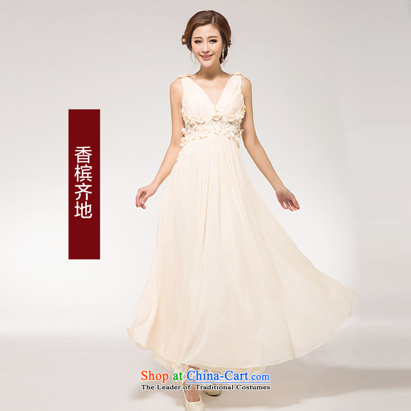 2015 new bride toasting champagne evening dress uniform long red dress marriage is exposed annual dresses female Red Tail , L Ho full Chamber , , , shopping on the Internet