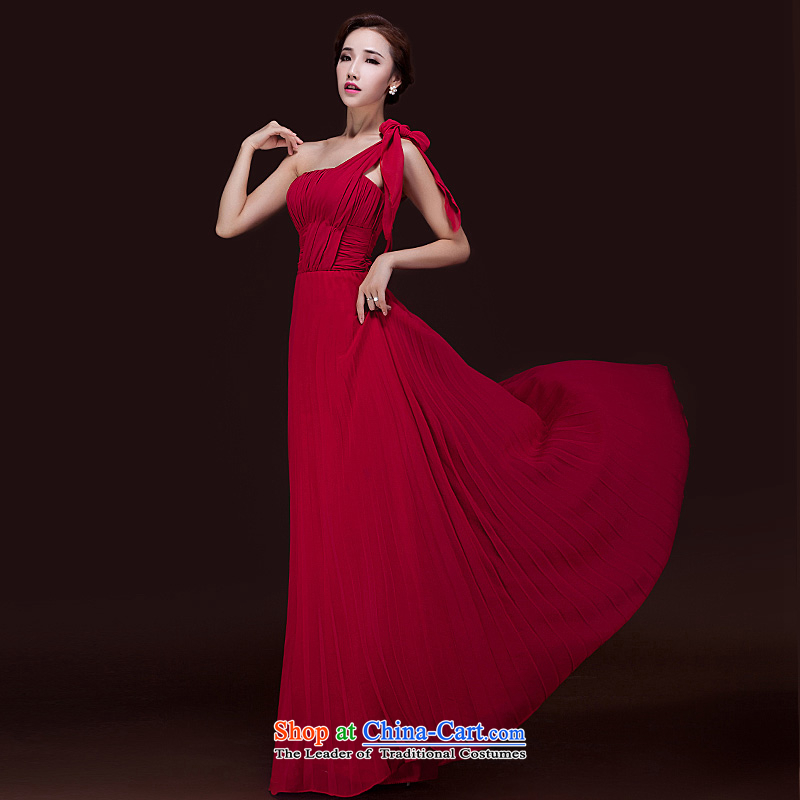 Ho full Chamber 2015 new bride bridesmaid wedding dress marriage bows service long Single Twine Bow Knot shoulder dress wine red S Ho full Chamber , , , shopping on the Internet