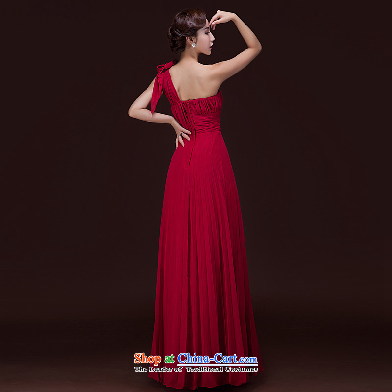 Ho full Chamber 2015 new bride bridesmaid wedding dress marriage bows service long Single Twine Bow Knot shoulder dress wine red S Ho full Chamber , , , shopping on the Internet