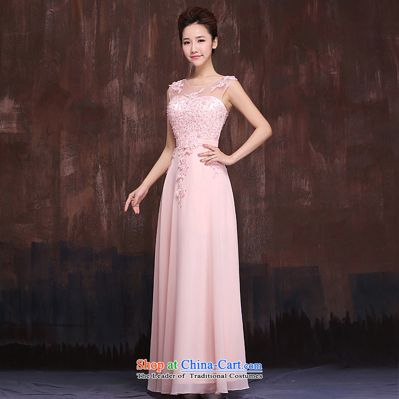 Marriages pink long shoulders bows services bridesmaid services 2015 stylish temperament Lace Embroidery and long skirt pink S Ho full Chamber , , , shopping on the Internet