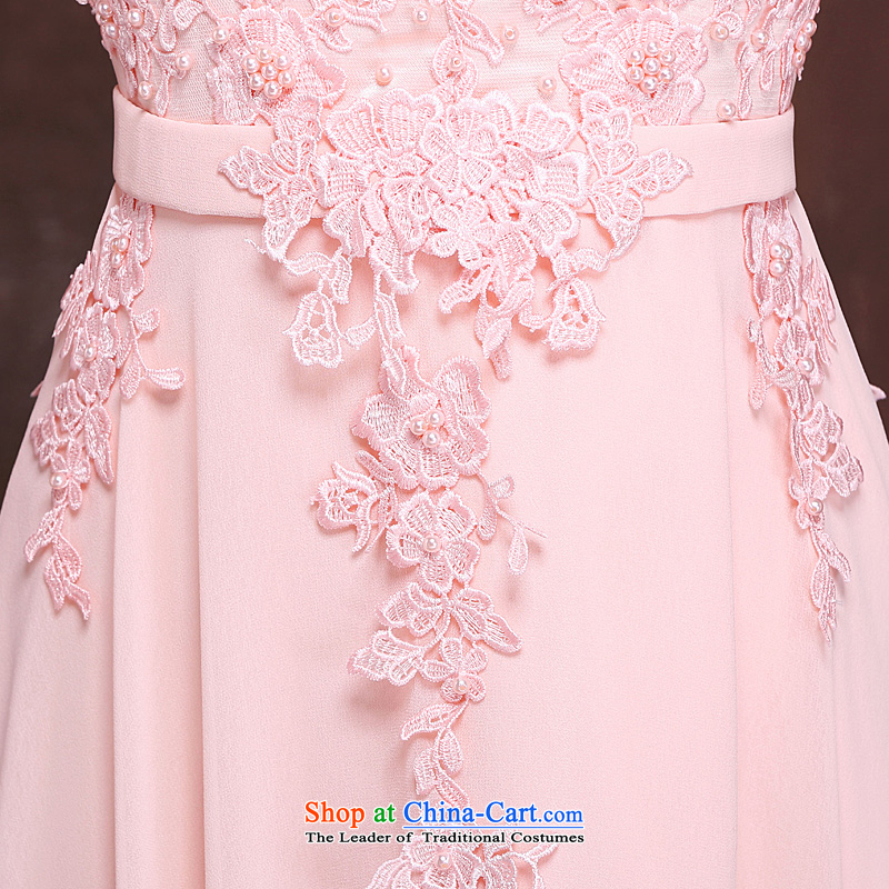 Marriages pink long shoulders bows services bridesmaid services 2015 stylish temperament Lace Embroidery and long skirt pink S Ho full Chamber , , , shopping on the Internet