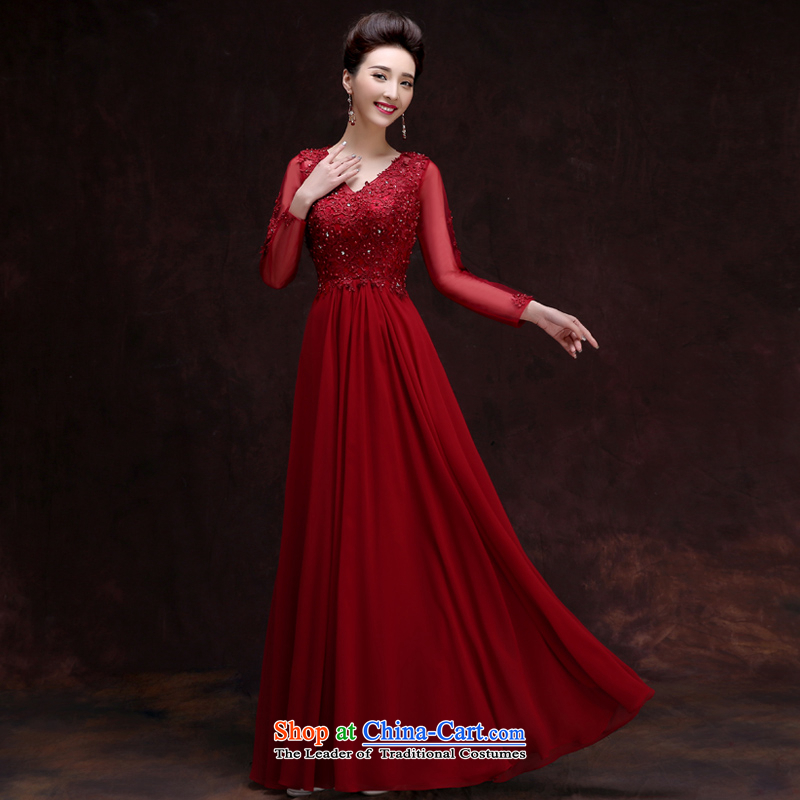 The privilege of serving-leung 2015 Red new wedding dress and sexy engraving long evening dresses banquet moderator dress long 2XL, honor services-leung , , , shopping on the Internet