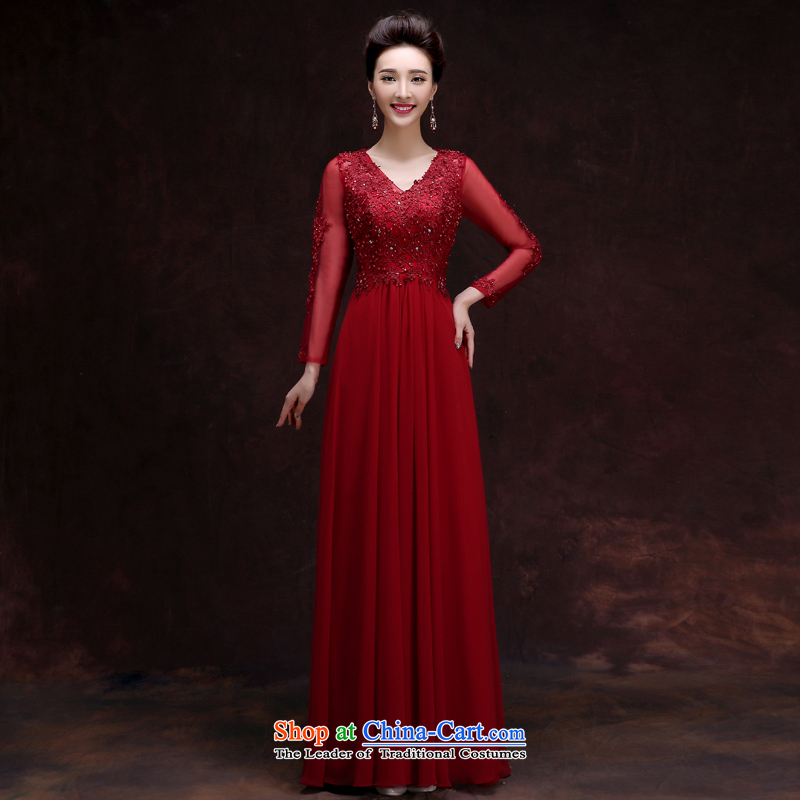 The privilege of serving-leung 2015 Red new wedding dress and sexy engraving long evening dresses banquet moderator dress long 2XL, honor services-leung , , , shopping on the Internet
