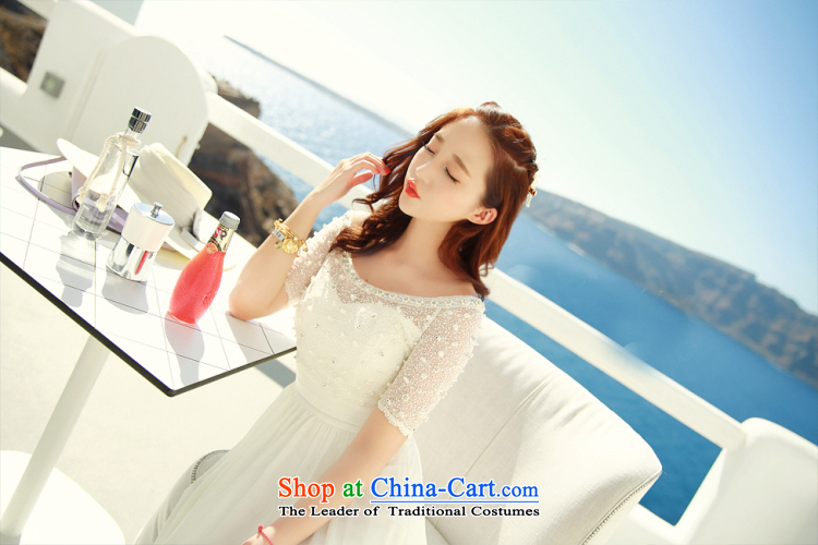 The 2015 Dili Blair Monrovia summer new dress string nail pearl chiffon lace dresses summer Bohemia long skirt beachfront resort beach skirt 6030 white picture, prices, S brand platters! The elections are supplied in the national character of distribution, so action, buy now enjoy more preferential! As soon as possible.