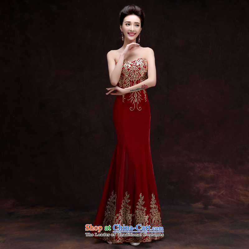 The privilege of serving-leung 2015 new bride red marriage and chest dress banquet party support people long gown long L, of women services-leung , , , shopping on the Internet