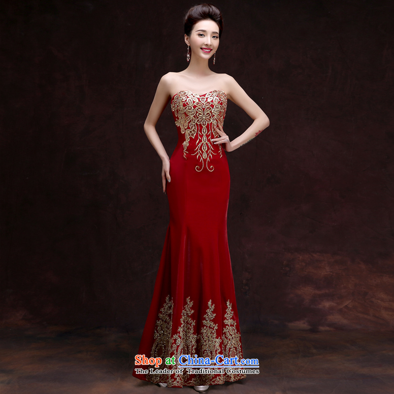 The privilege of serving-leung 2015 new bride red marriage and chest dress banquet party support people long gown long L, of women services-leung , , , shopping on the Internet