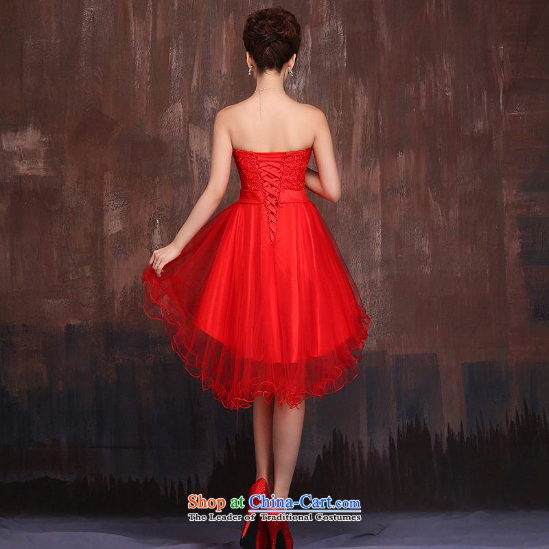 The bride front stub long after serving red 2015 followed the spring and summer months new wedding dress bridesmaid Sau San tie evening RED M HO full Chamber , , , shopping on the Internet