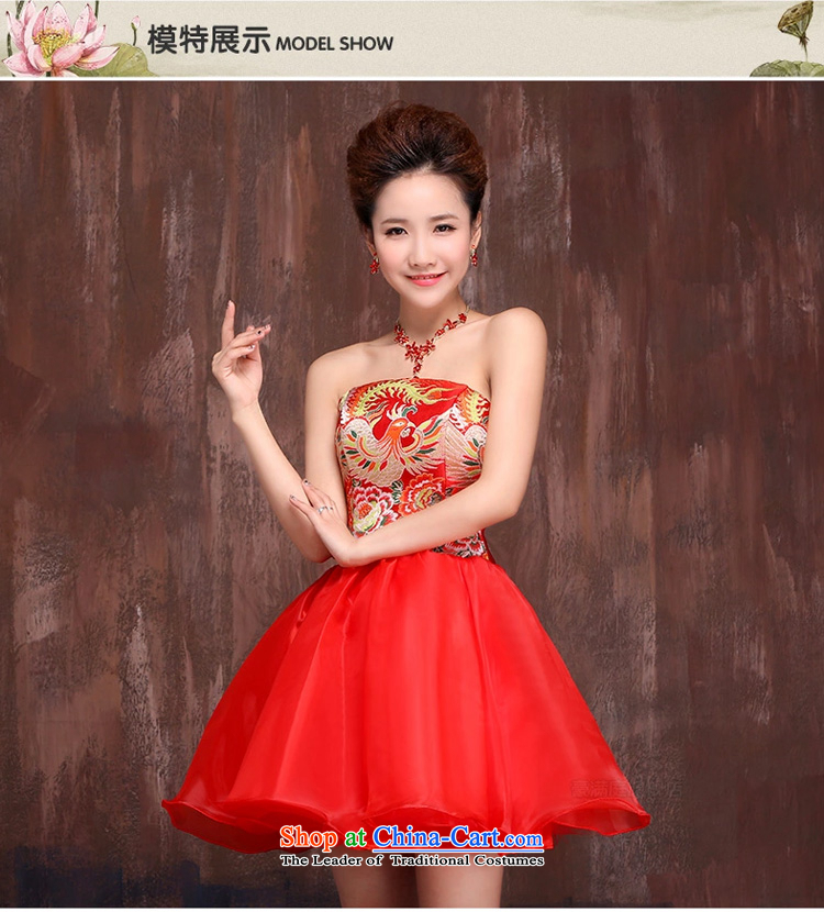 Ho full Chamber marriages bows services during the spring and autumn 2015 New Red Dress cheongsam dress short skirts theme Phoenix Red XL Photo, prices, brand platters! The elections are supplied in the national character of distribution, so action, buy now enjoy more preferential! As soon as possible.