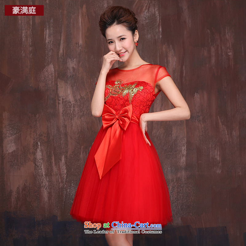 Red short of marriages bows Services 2015 Spring/Summer New Kim embroidered Bong-engraving shoulders qipao gown RED M HO full Chamber , , , shopping on the Internet