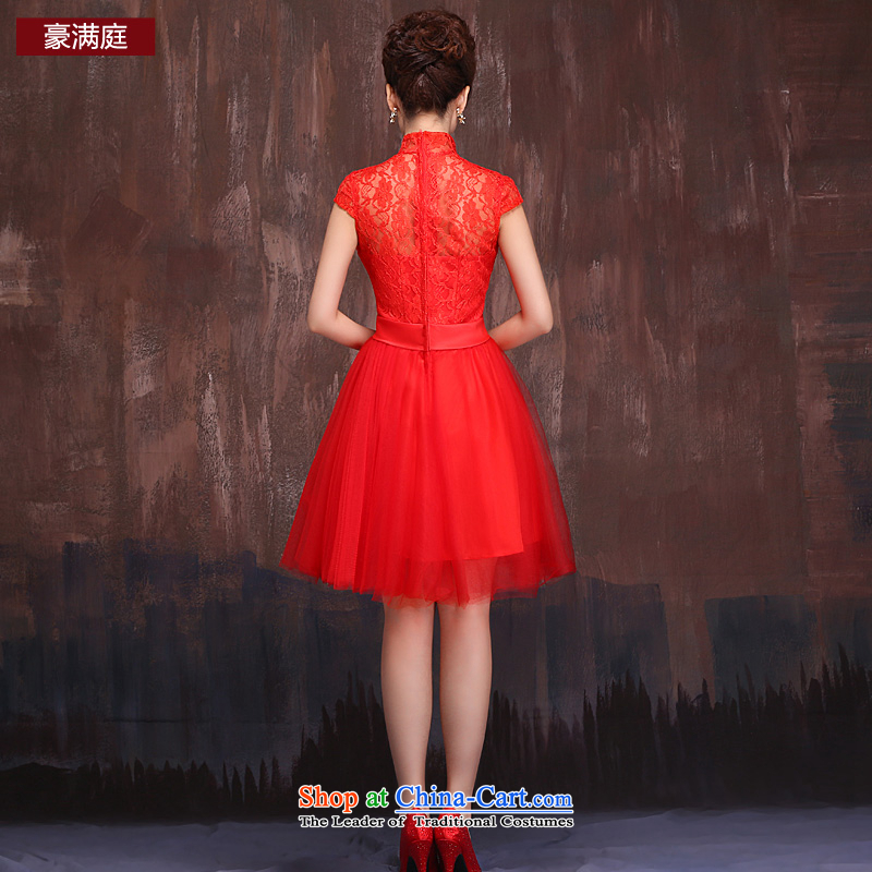Red short of marriages bows Services 2015 Spring/Summer new lace flowers dress qipao Bow Tie RED M HO full Chamber , , , shopping on the Internet