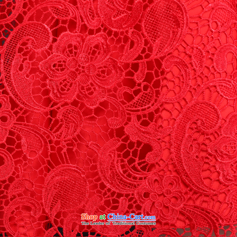 Red short of marriages bows services wedding dresses 2015 Spring/Summer new lace cheongsam dress red ,L,Flowers Ho full Chamber , , , shopping on the Internet