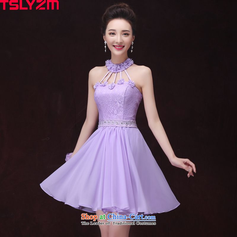 Tslyzm Bridesmaid Dress Short, 2015 New dulls bridesmaid sister mission small dress dresses annual gathering of purple evening dress will also hang C S