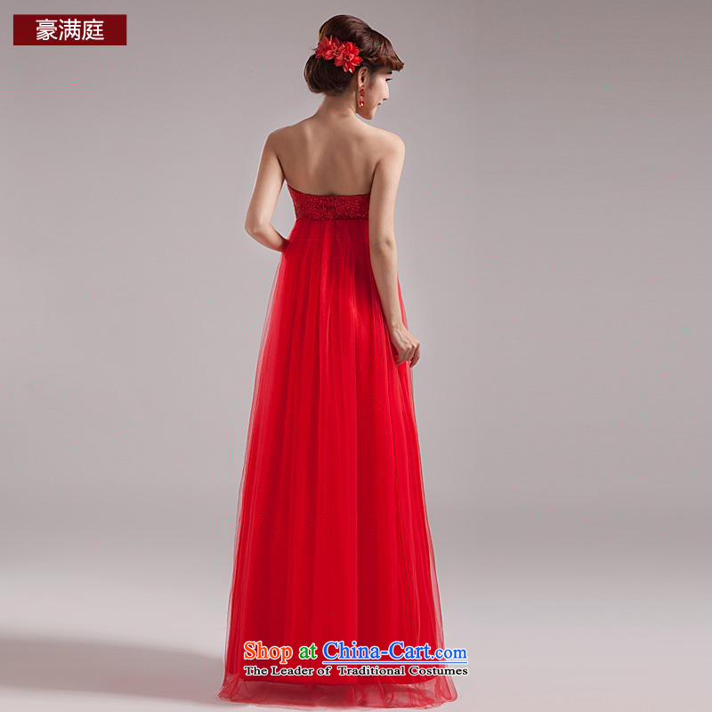Ho full Chamber 2015 new red long gown Korean bridal lace marriage evening dress uniform high waist bows red S, Ho full Chamber , , , shopping on the Internet
