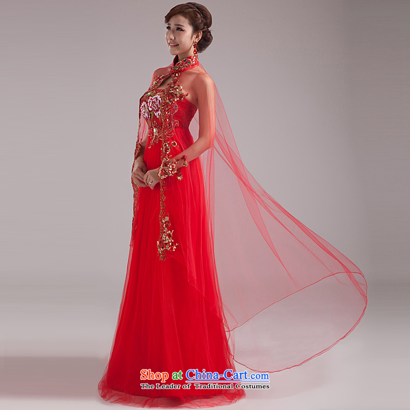 Ho full Chamber 2015 new red long gown Korean bridal lace marriage evening dress uniform high waist bows red S, Ho full Chamber , , , shopping on the Internet