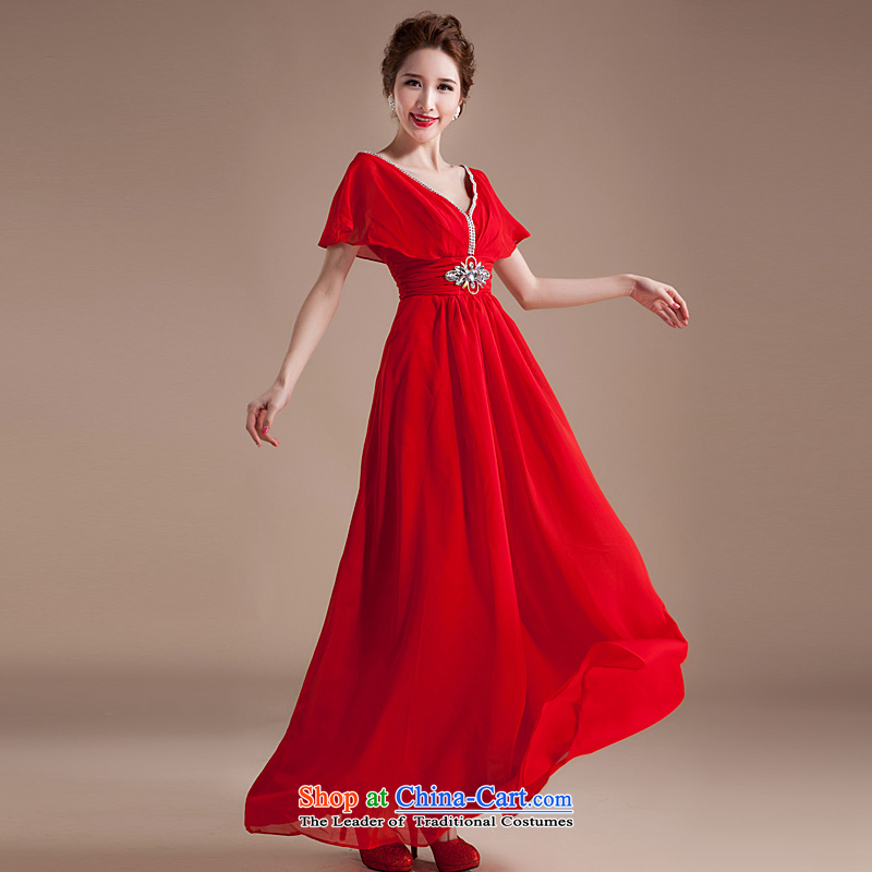 Ho full Chamber marriages bridesmaid bows service kit, disposable long annual red dress late autumn and winter 2015 New Red?S