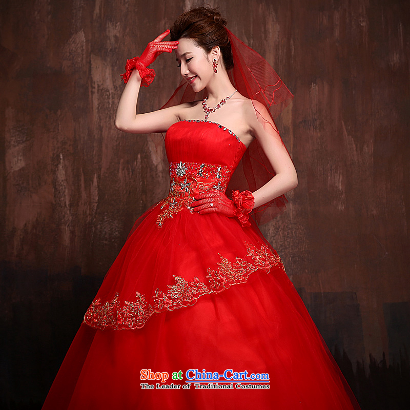 Wedding dresses 2015 new stylish wedding to align the bride flash drill lace straps princess bon bon skirt red red XL, Ho full Chamber , , , shopping on the Internet