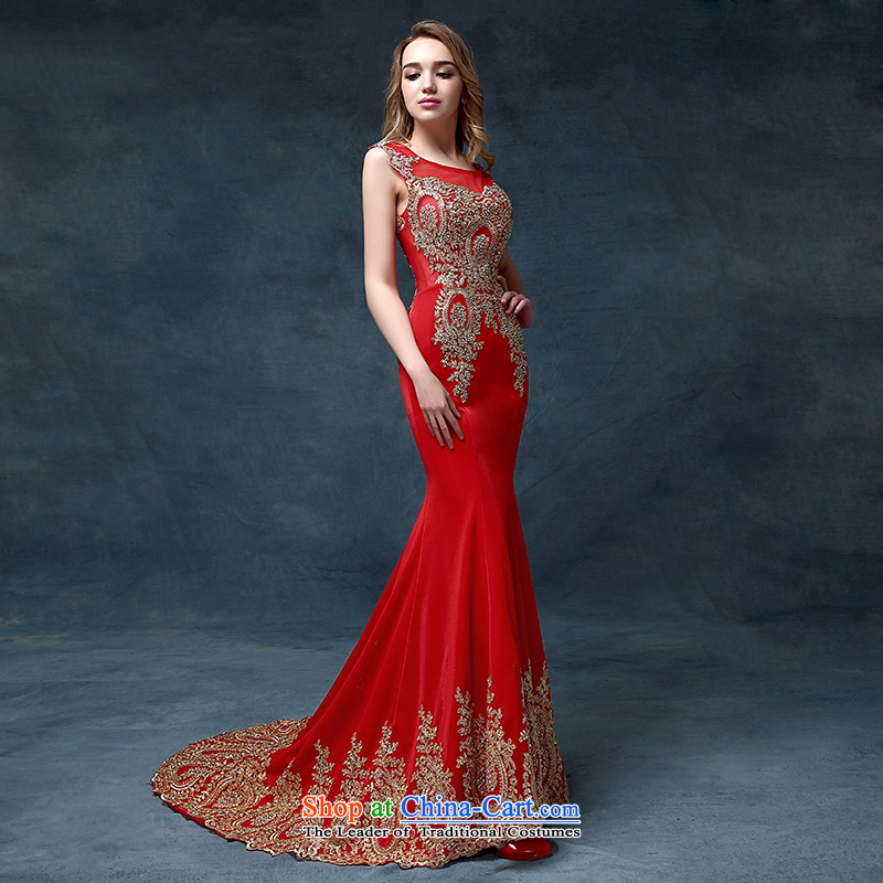 According to Lin Sha wedding dresses 2015 new bride services of bows tail evening dresses marriage crowsfoot dress according to Lin, Red Sau San Windsor shopping on the Internet has been pressed.