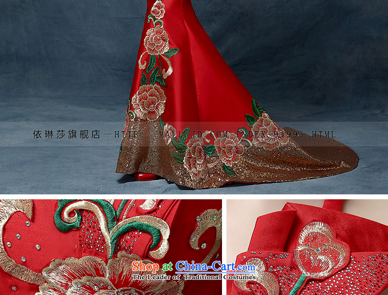 According to Lin Sha 2015 new shoulder embroidery dress China wind crowsfoot bows services will preside over the high-end toasting champagne evening dress uniform China wind speech are Code Red Picture, prices, brand platters! The elections are supplied in the national character of distribution, so action, buy now enjoy more preferential! As soon as possible.