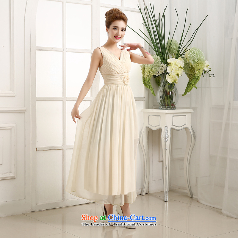 There is also a grand new optimized marriages bows dress Top Loin shoulders v-neck bridesmaid dress long evening dress code are champagne color mz5540, Optimize color 8D , , , shopping on the Internet