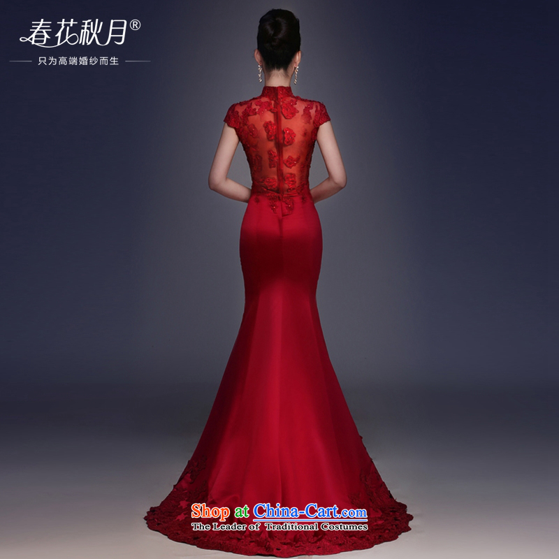 Wedding dress Bridal Services dress bows 2015 New Long Marriage retro Sau San tail crowsfoot star red S, Blooming crazy (chunhuaqiuyue) , , , shopping on the Internet