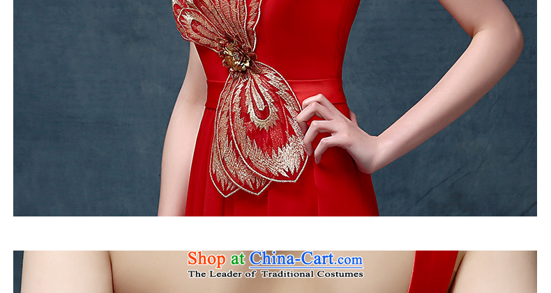 Large red dress code Madame Sau San wedding banquet moderators click shoulder evening dresses long bows services spring and summer red L picture, prices, brand platters! The elections are supplied in the national character of distribution, so action, buy now enjoy more preferential! As soon as possible.