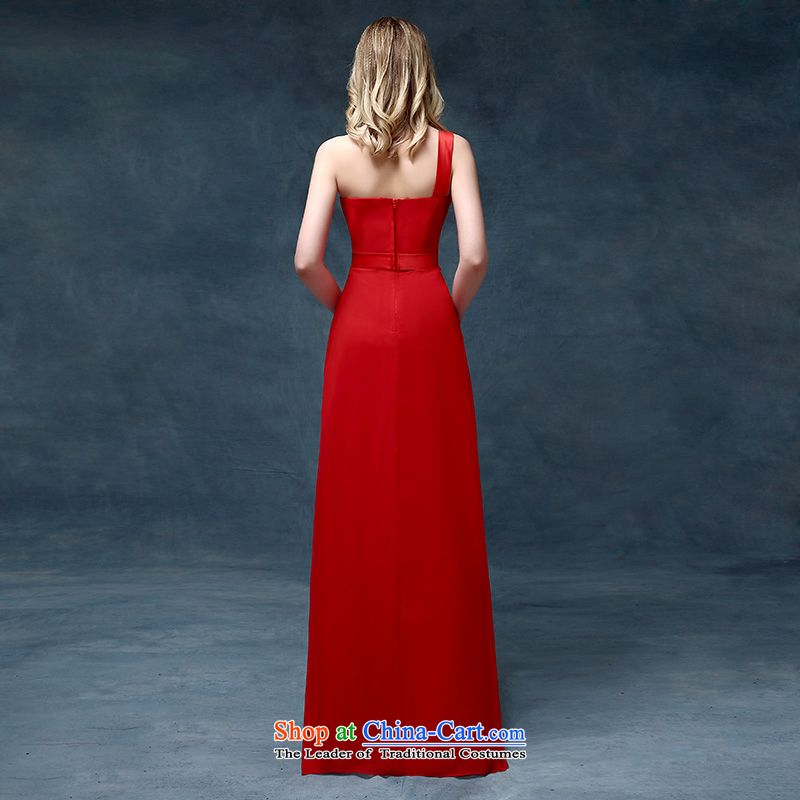 Large red dress code Madame Sau San wedding banquet moderators click shoulder evening dresses long bows services spring and summer red , L, in accordance with rim sa shopping on the Internet has been pressed.
