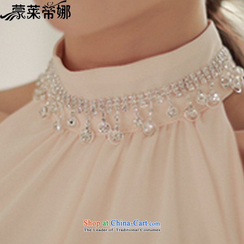 The Korea Economic, Dili version 2015 Summer new dresses larger diamond round-neck collar A loose sleeveless chiffon in long skirt pink XL, Monrovia, School of the , , , shopping on the Internet