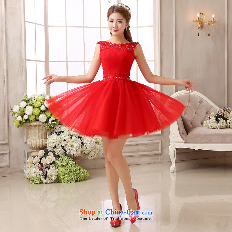 The first white into about 2015 new short, bon bon skirt red bows Service Bridal replacing lace wedding dress short skirt) Red Red M white first into about shopping on the Internet has been pressed.