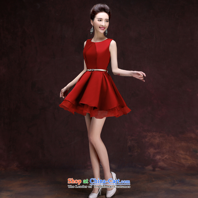 The privilege of serving the autumn 2015-leung new Korean short, wedding dresses skirts small dresses summer bridesmaid sister in serving wine red 2XL, honor services-leung , , , shopping on the Internet