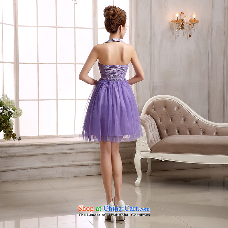 There is also a grand new optimized bridesmaid Dress Short, shoulders small dress skirt bride dinner drink service bridesmaid skirt mz5770 purple colored silk is optimized XL, , , , shopping on the Internet