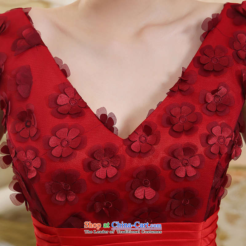 2015 new red long marriages bows dress thin dress Sau San video anointed chest shoulders pregnant women, dark red , L, to sound (dayinni ni) , , , shopping on the Internet