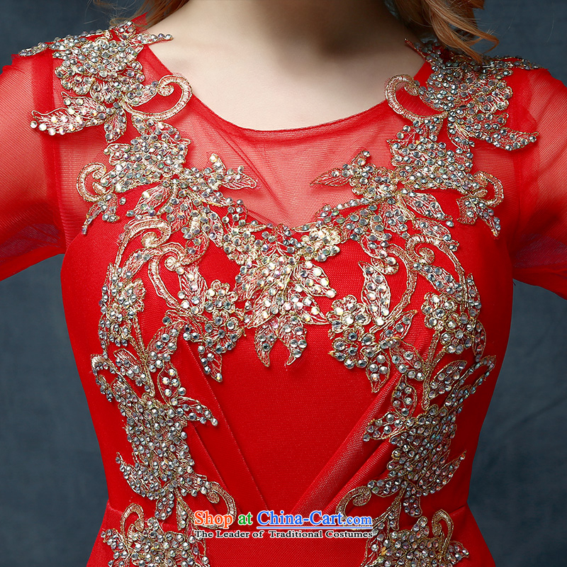 According to Lin Sha wedding dresses crowsfoot retro marriages bows service long-sleeved small trailing banquet evening dresses 2015 New Red S, according to Lin Sha , , , shopping on the Internet