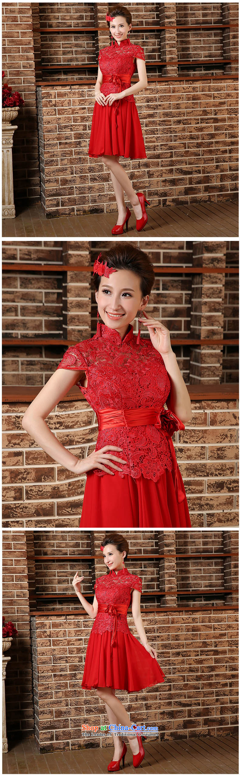 2015 Spring/Summer new marriages bows dress qipao short-sleeved long kit cheongsam red L picture, prices, brand platters! The elections are supplied in the national character of distribution, so action, buy now enjoy more preferential! As soon as possible.