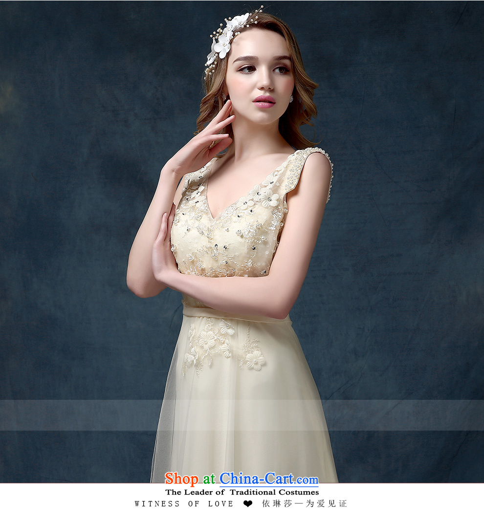 According to Lin Sha 2015 new marriages bows dress long bridesmaid service long skirt dresses champagne color dress champagne color M picture, prices, brand platters! The elections are supplied in the national character of distribution, so action, buy now enjoy more preferential! As soon as possible.