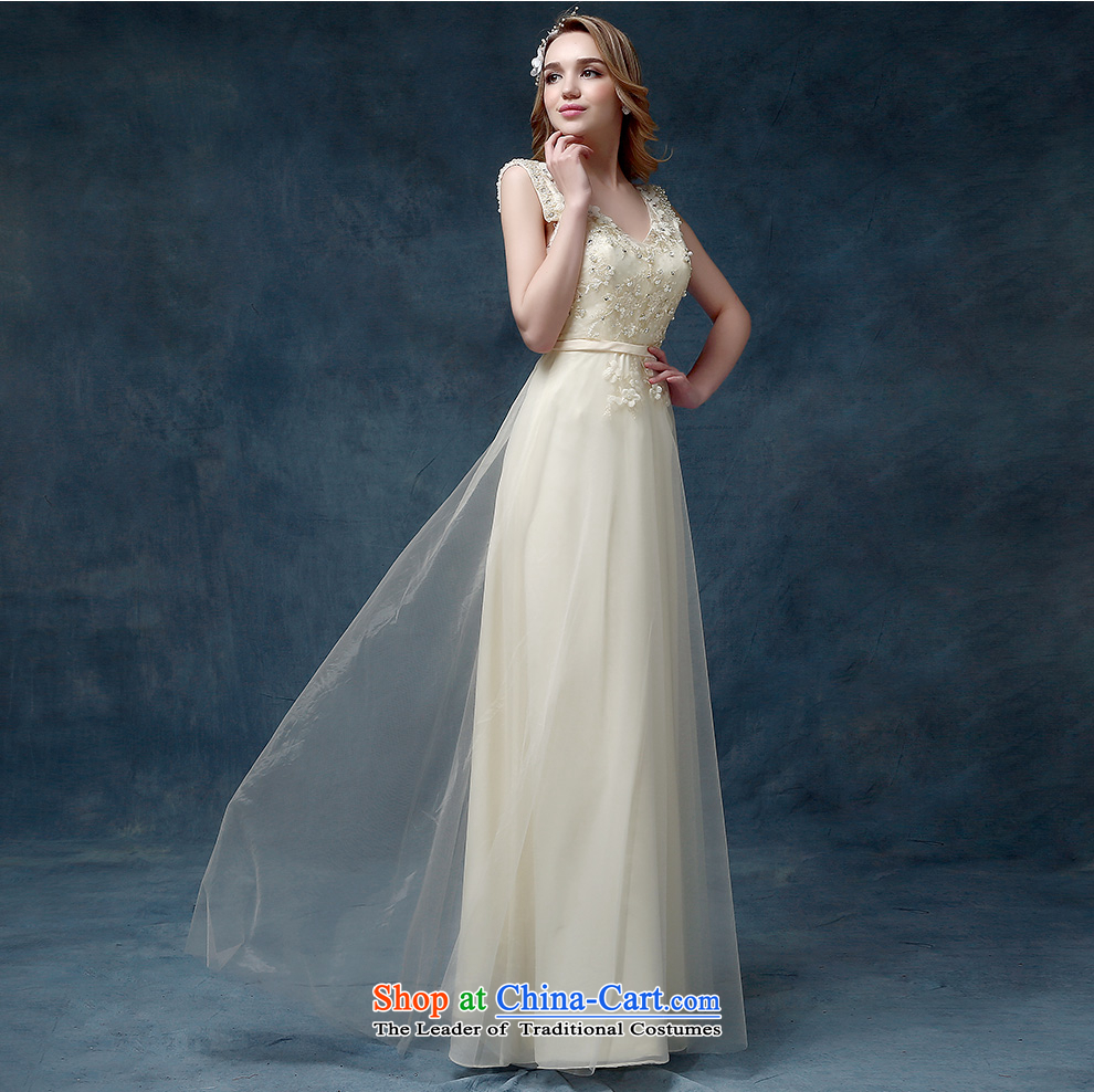 According to Lin Sha 2015 new marriages bows dress long bridesmaid service long skirt dresses champagne color dress champagne color M picture, prices, brand platters! The elections are supplied in the national character of distribution, so action, buy now enjoy more preferential! As soon as possible.