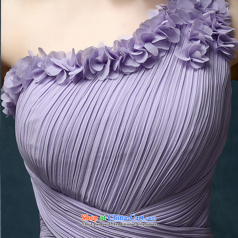 According to Lin Sha evening dresses 2015 Spring stylish marriages bows service, Ms. Mary Magdalene chest after short summer gown purple , L, in accordance with rim sa shopping on the Internet has been pressed.