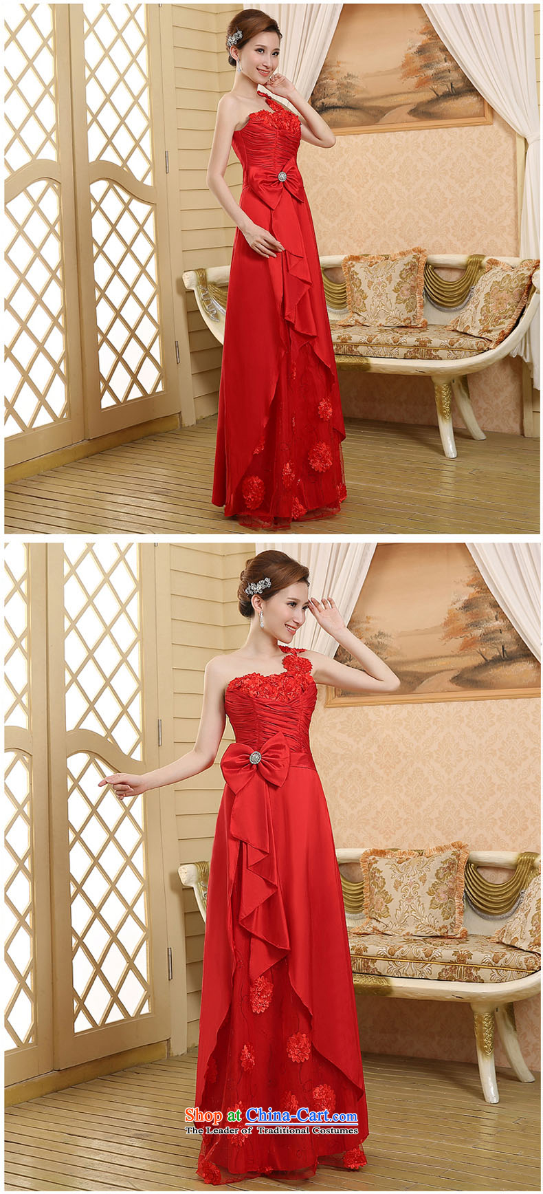2015 wedding dresses new bride wedding dress uniform evening drink red single shoulder length) Red XXL picture, prices, brand platters! The elections are supplied in the national character of distribution, so action, buy now enjoy more preferential! As soon as possible.