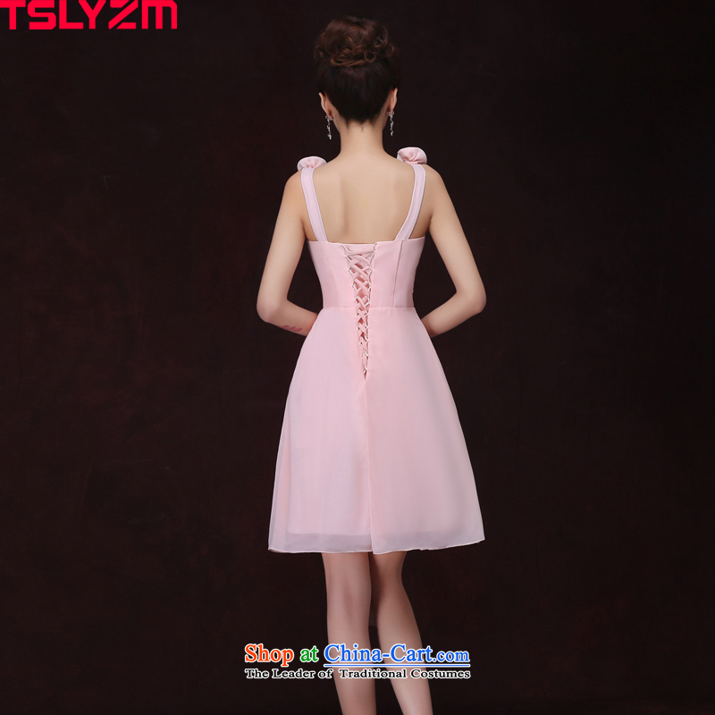 Tslyzm bridesmaid dress skirt autumn and winter 2015 new pink short, thin and sisters in Sau San video boudoir honey small dress will host a dinner dress shoulders V-Neck s,tslyzm,,, shopping on the Internet