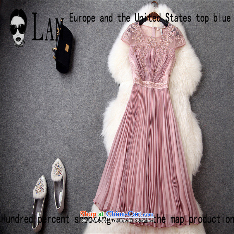 Blue rain dieyi *2015 spring and summer new western style heavy industry like Susy Nagle Pearl set under the Sau San dress dresses T2881 pink 6 Blue rain butterfly according to , , , shopping on the Internet