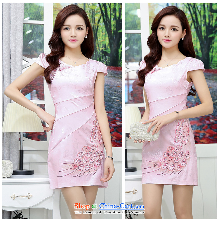 Caesar 684 new summer for women stylish Sau San short-sleeved round-neck collar embroidered dress qipao video thin bride bridesmaid evening dress bows services white with blue XL Photo, prices, brand platters! The elections are supplied in the national character of distribution, so action, buy now enjoy more preferential! As soon as possible.