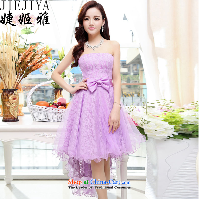 Involved in  spring and summer 2015, Jacques Suu Kyi front stub bows dress long after the bride wedding dresses and chest lace wild shawl moderator banquet service purple XL