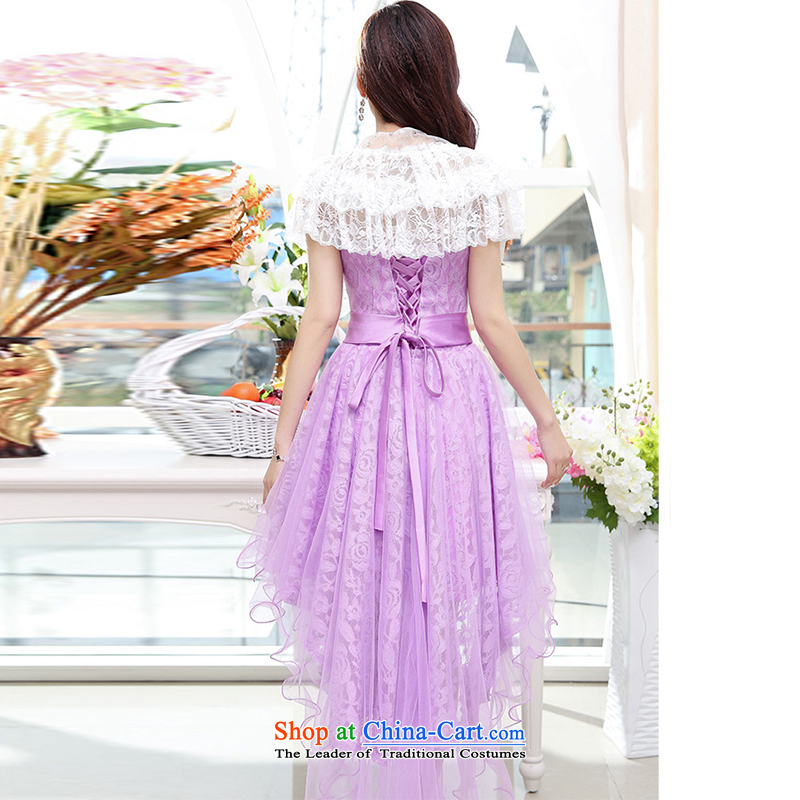 Involved in  spring and summer 2015, Jacques Suu Kyi front stub bows dress long after the bride wedding dresses and chest lace wild shawl moderator banquet services involving Suu Kyi Jacob XL, Purple (JIEJIYA) , , , shopping on the Internet