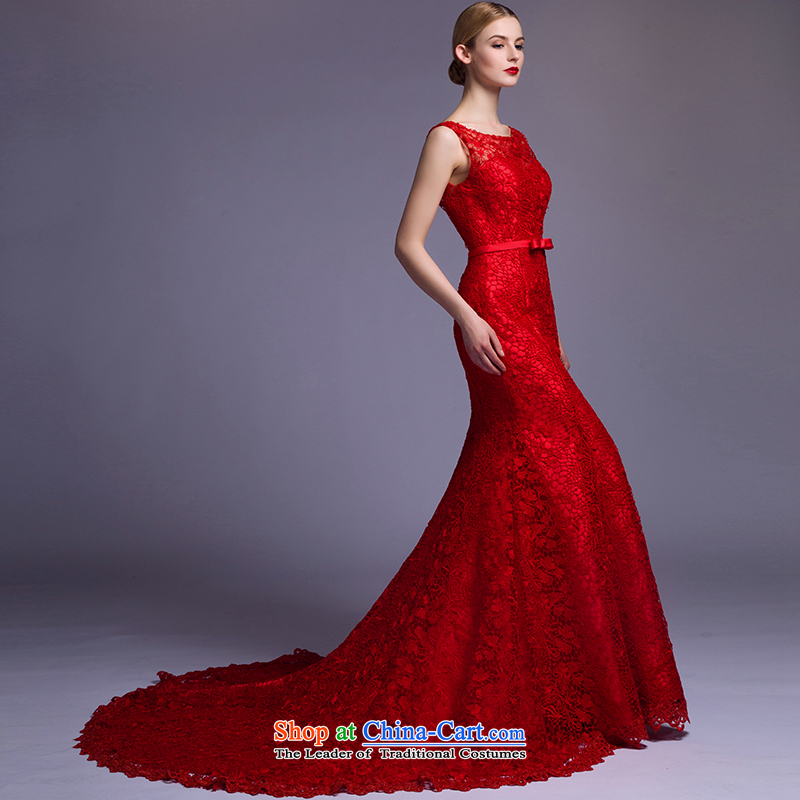 There is a scene in 2015 followed the new service banquet evening dress will preside over the shoulders, round-neck collar lace red tailored, is set , , , shopping on the Internet