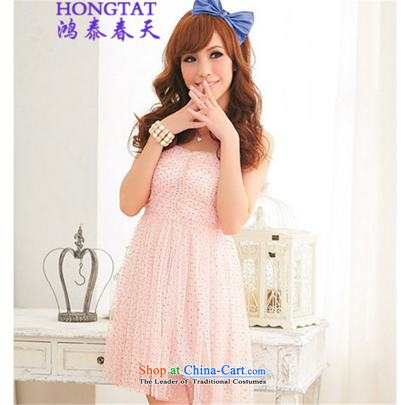 In the spring of? 2015 Summer Hong Tai gauze wiping the chest dress dresses 302-8109-24 West pink are code
